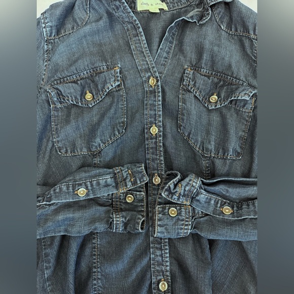 ANTHROPOLOGIE CLOTH & STONE Chambray Western Denim Shirt - XS - Picture 5 of 5